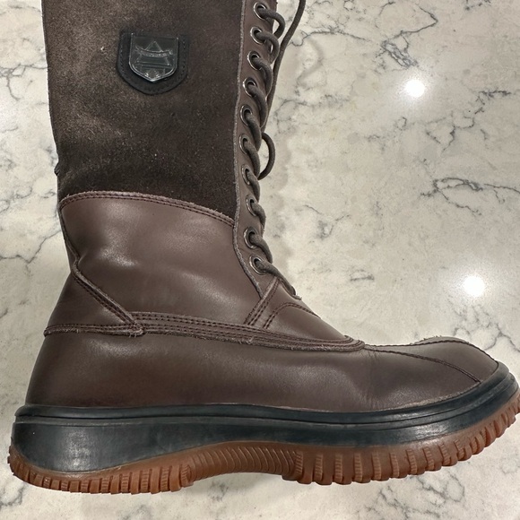 ATELIER NOIR BROWN SHEARLING & LEATHER LACE UP BOOTS - Picture 5 of 16